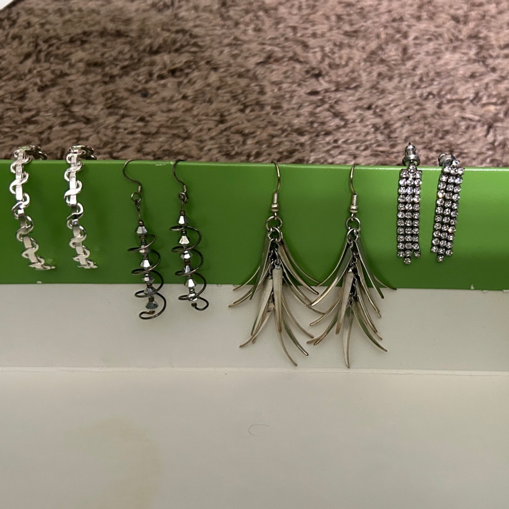 Set of Silver and Black Earrings